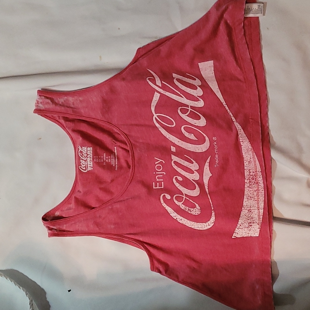 Girls small crop tank top coca cola